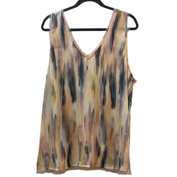 Torrid 2X Georgette Tank Top | Stripe White | Chiffon Trim | Plus Size 2X - Picture 7 of 16